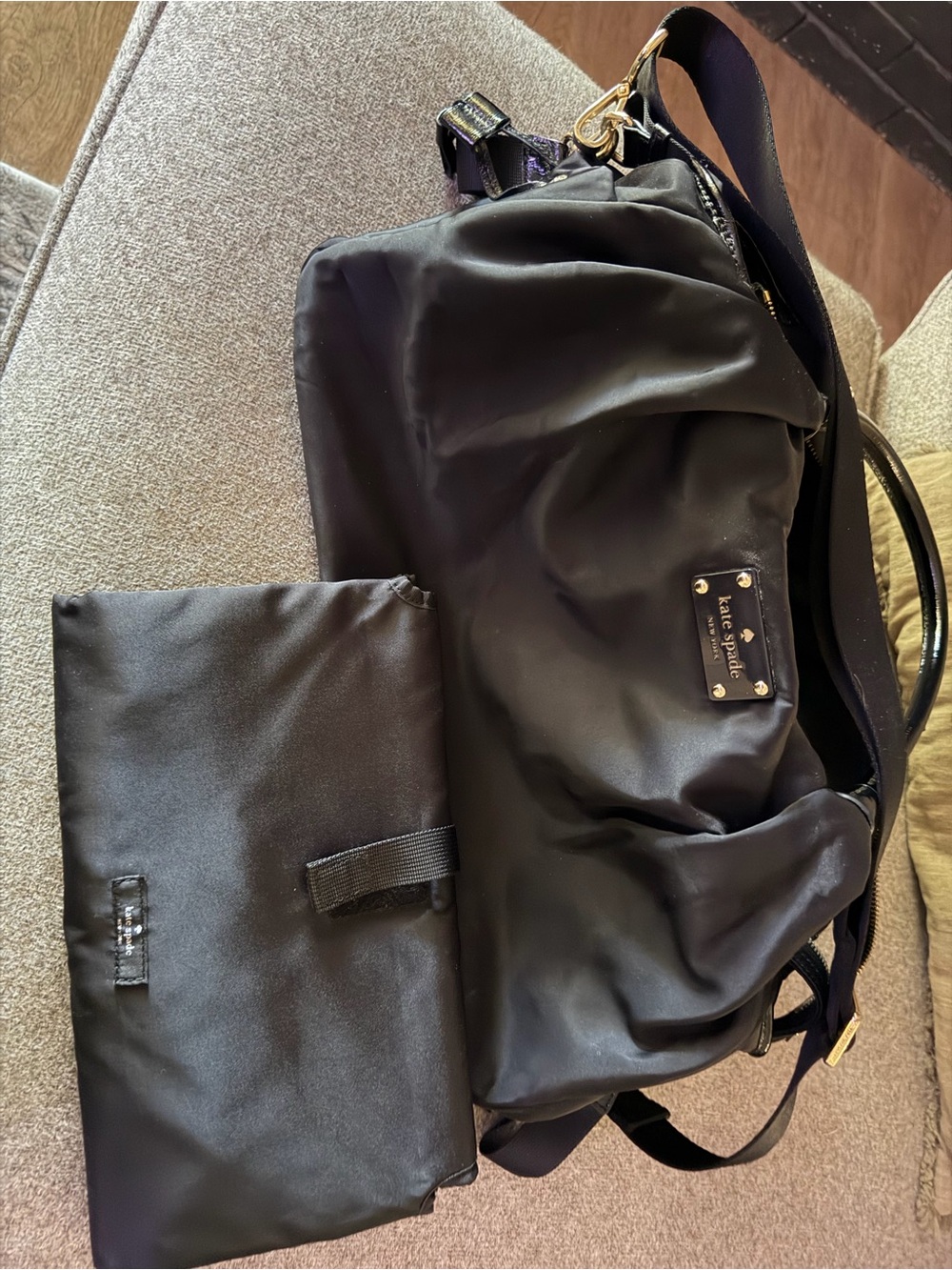 kate spade Black Nylon Crossbody diaper Bag with Organizer Pouch